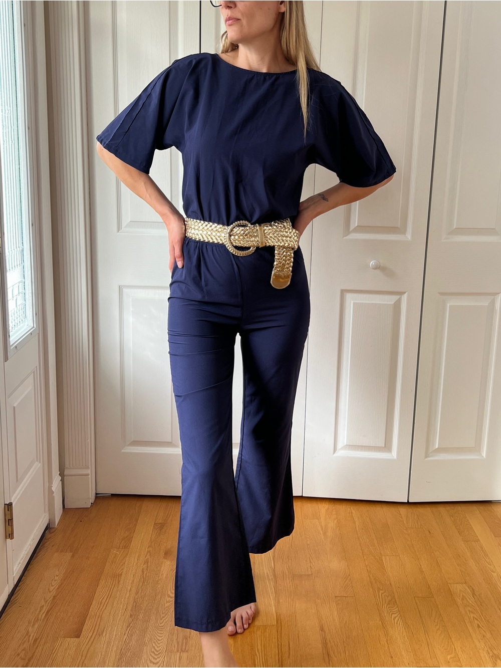 Classic Navy Wide-Leg Jumpsuit